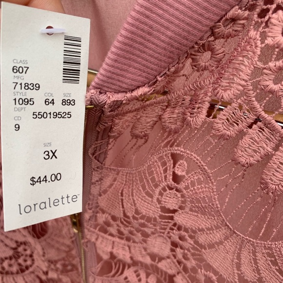 Avenue Loralette Lace Bomber Jacket Pink Mauve NWT - Picture 3 of 5